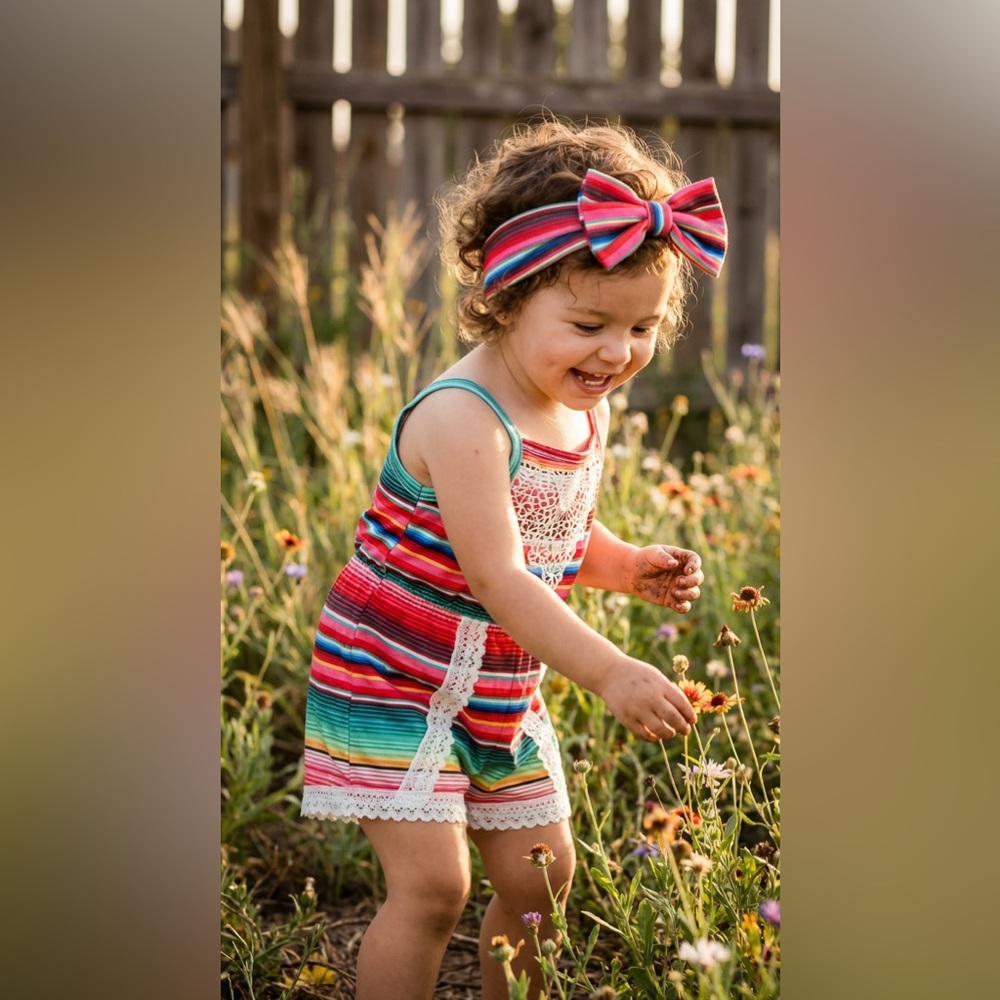 Fiesta Serape Cowgirl Romper | Three-esta Birthday Outfit | Girls Western